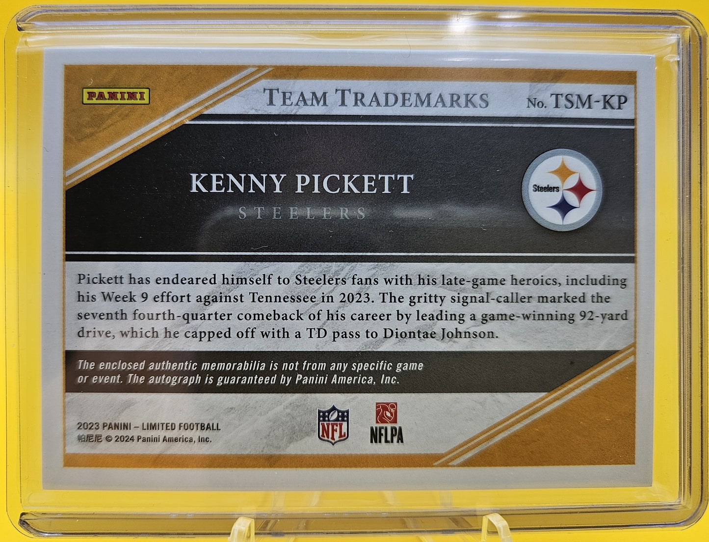 2023 Panini Limited Kenny Picket Team Trademarks patch auto 18/25